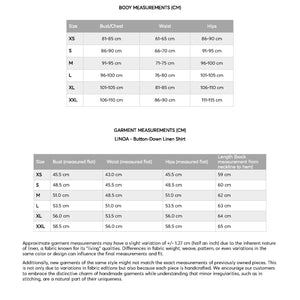 a table with measurements for different types of equipment