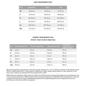 a table with measurements and measurements for different items