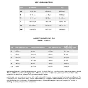 a table with measurements for different types of items