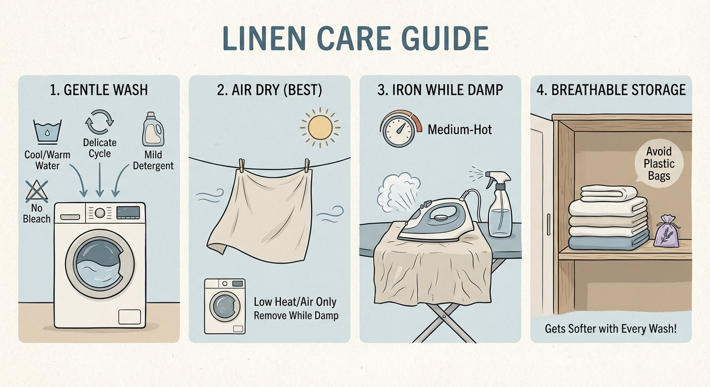 Linen Care Guide: How to Wash, Dry, Iron & Store Linen