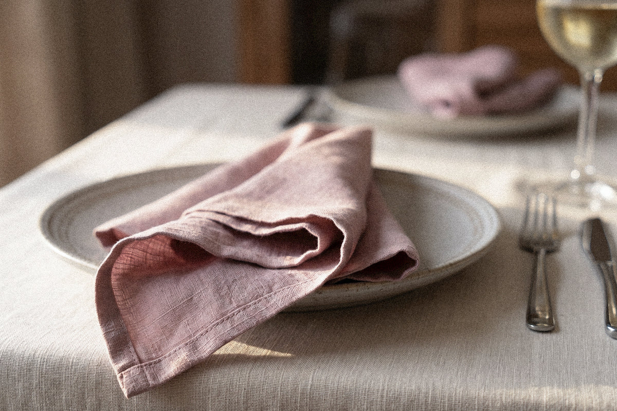 Dusty Rose Stonewashed Linen Napkin Set