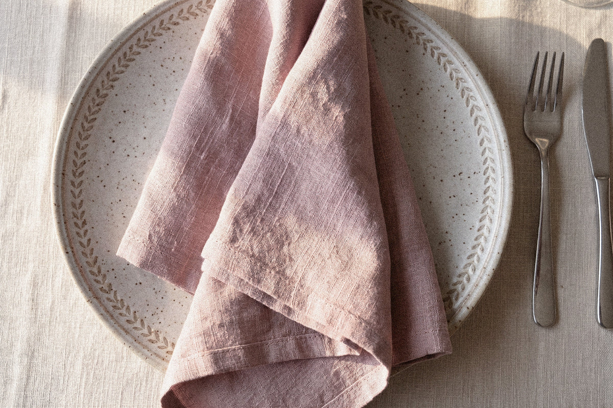 Dusty Rose Stonewashed Linen Napkin Set
