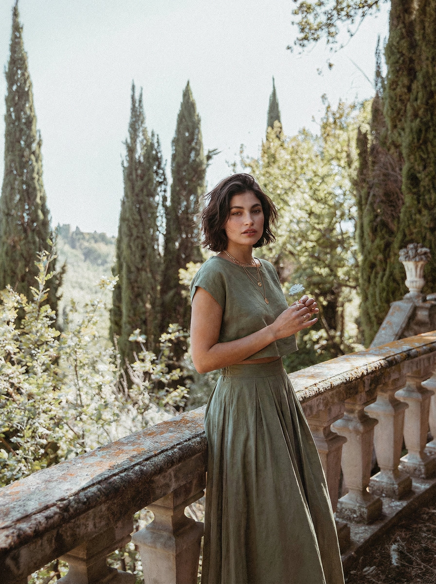 crop midi dress Lilac Linen Boxy Crop Top & High-Waisted Midi Skirt