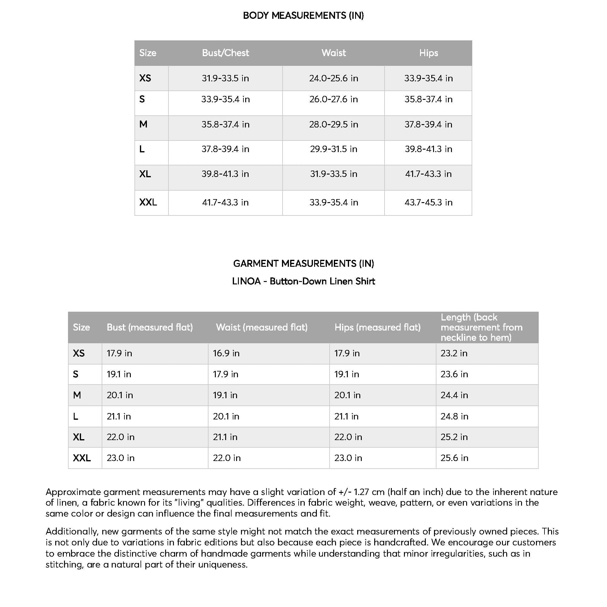 a table with a number of measurements in it