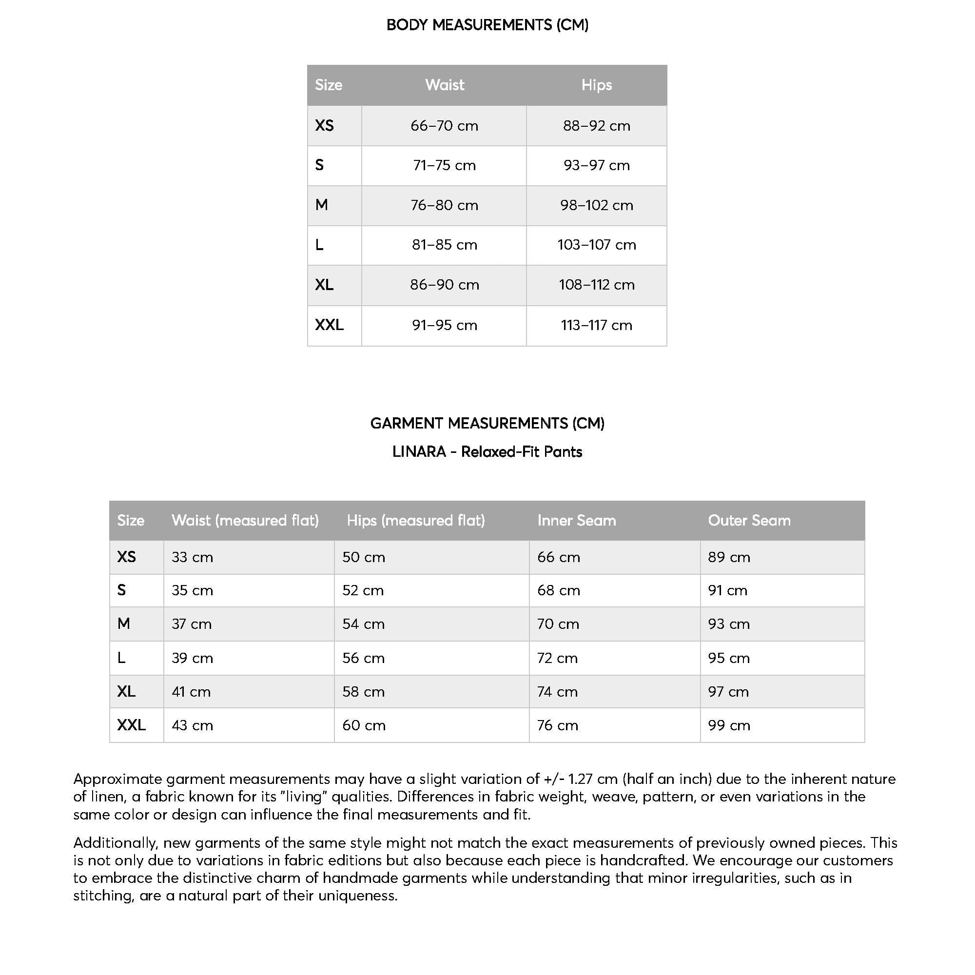 a table with measurements and measurements for the body