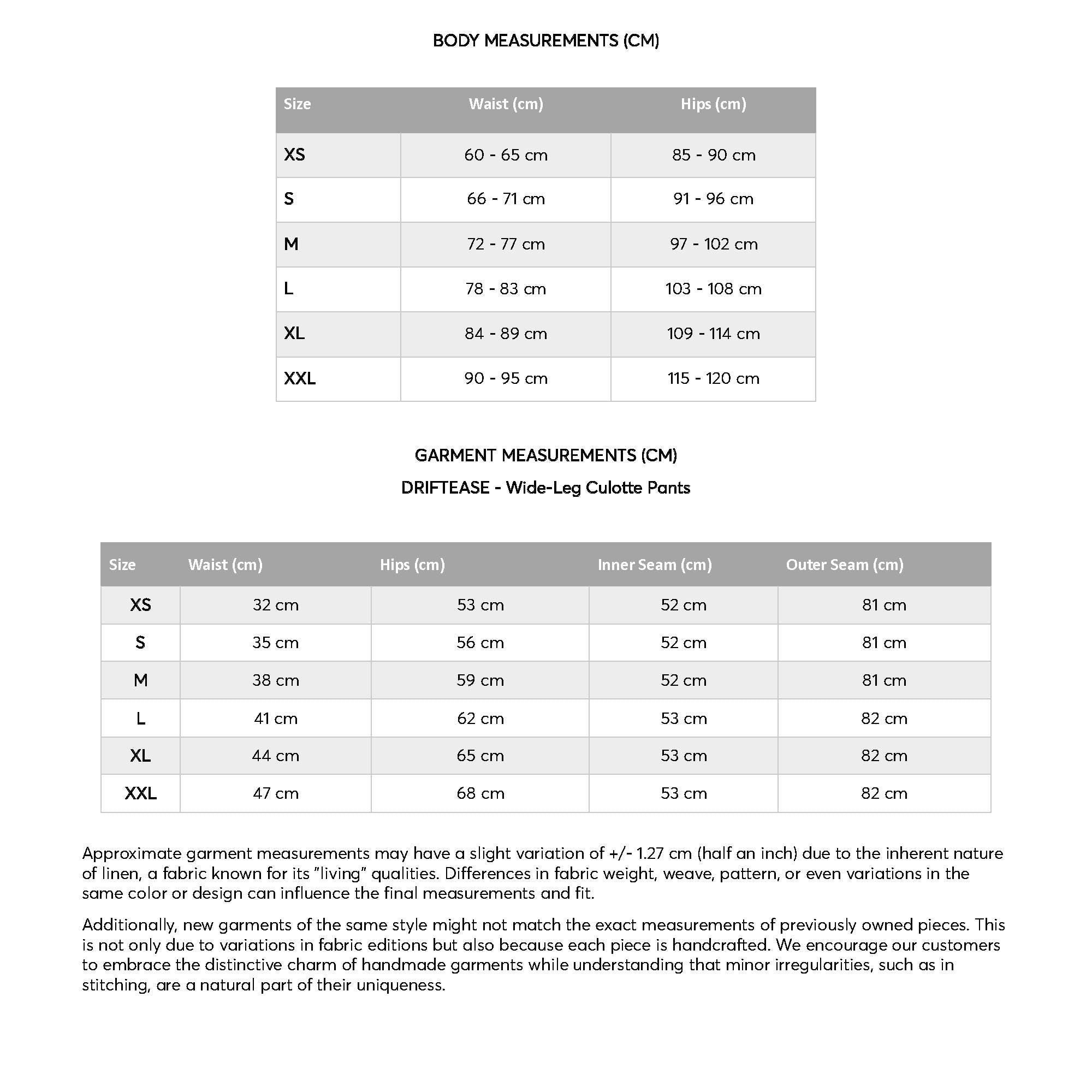 the size and measurements of a women's dress