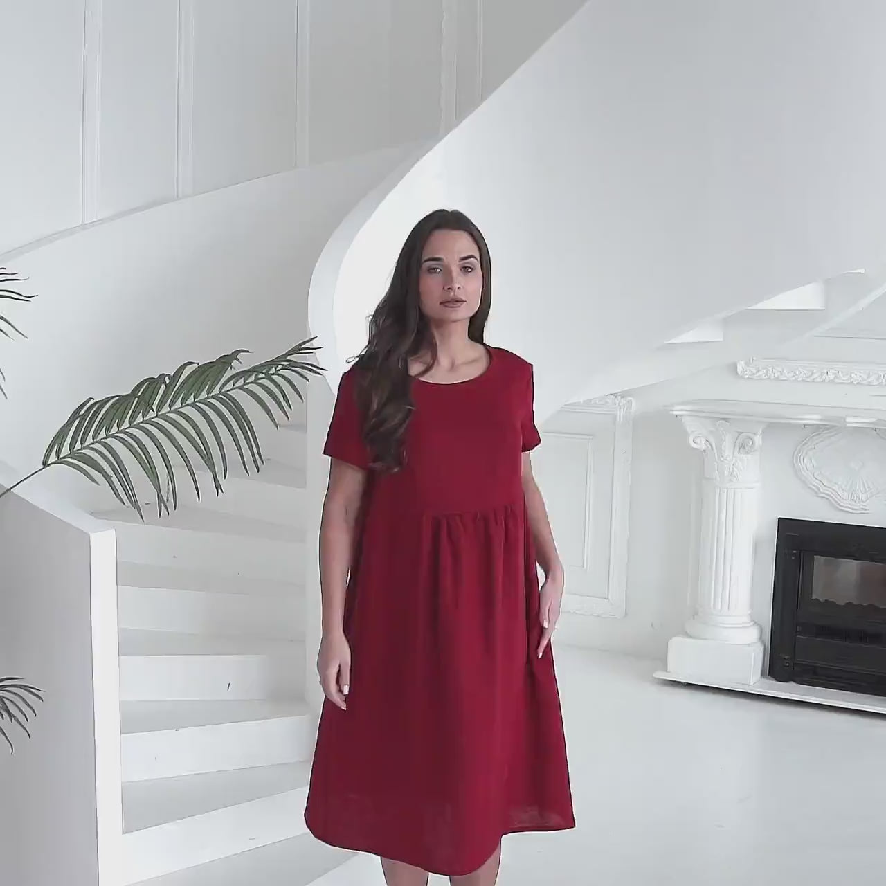 Linen Maternity Dress – Knee Length, Loose Fit Pregnancy Dress, Boho Summer Baby Shower Outfit, Plus Size Available - BLISS