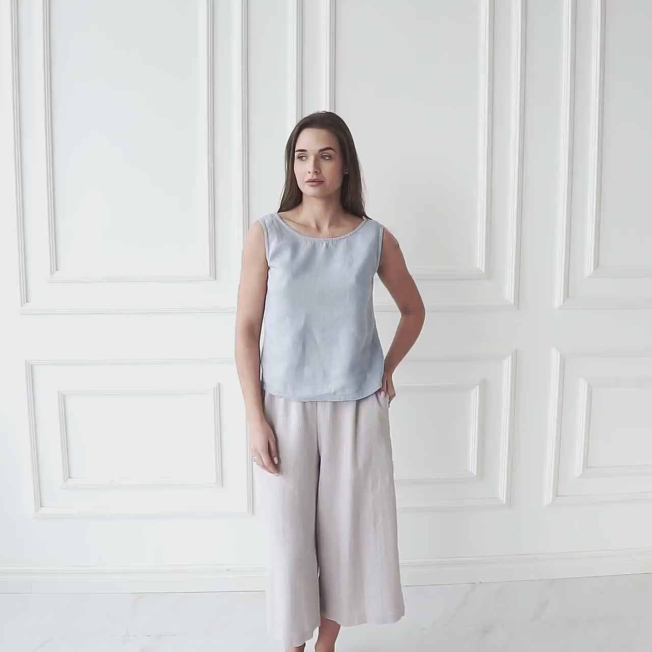 DRIFTEASE Linen Culottes | Wide Leg Cropped Pants | SonFre