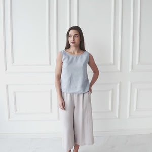 Linen Culottes | Cropped Wide Leg Pants - DRIFTEASE