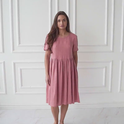 Linen Midi Dress | Women's Casual Summer Dress | Natural Fabric - MEROSA