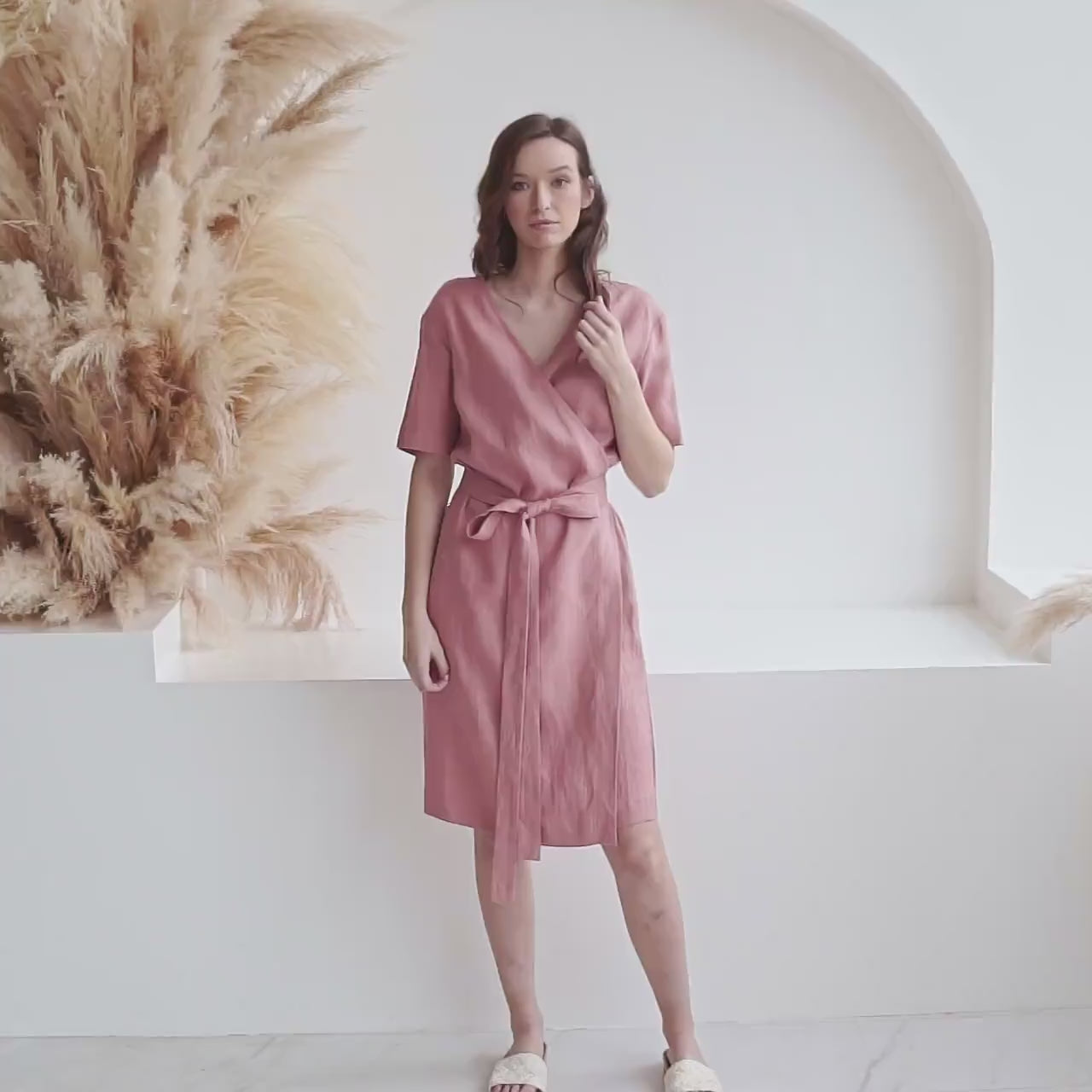 Linen Wrap Dress, Women's Midi Dress, Summer Wrap Dress, Breathable Linen Dress - ROSELLE