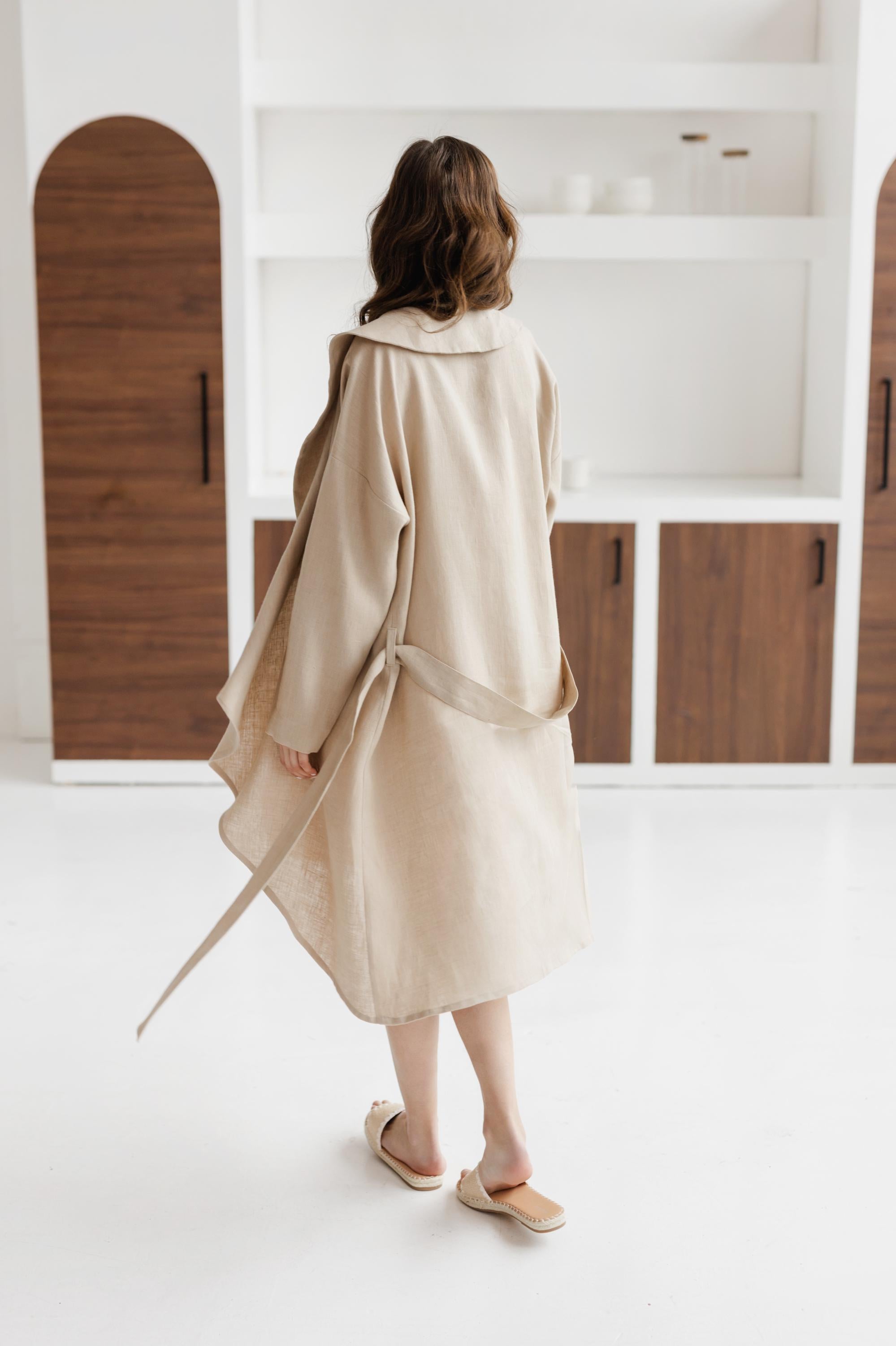 PACIFIC DRIFT Leinen-Bademantel | Kuscheliger Wickelmantel für Damen