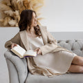 Medium-Weight Linen Bathrobe - Cozy Wrap Robe for Women - PACIFIC DRIFT